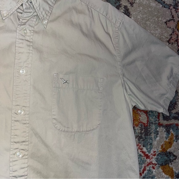 Eddie Bauer casual button up t shirt cream/pale yellow colored mens size L - Picture 6 of 10